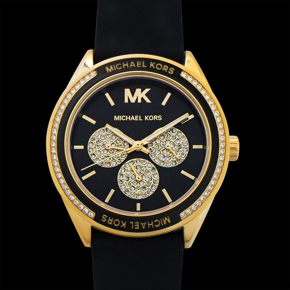 Shop Authentic Michael Kors Quartz Black Dial Black Silicone Strap Watch For Women - MK6944 - Luxxuri