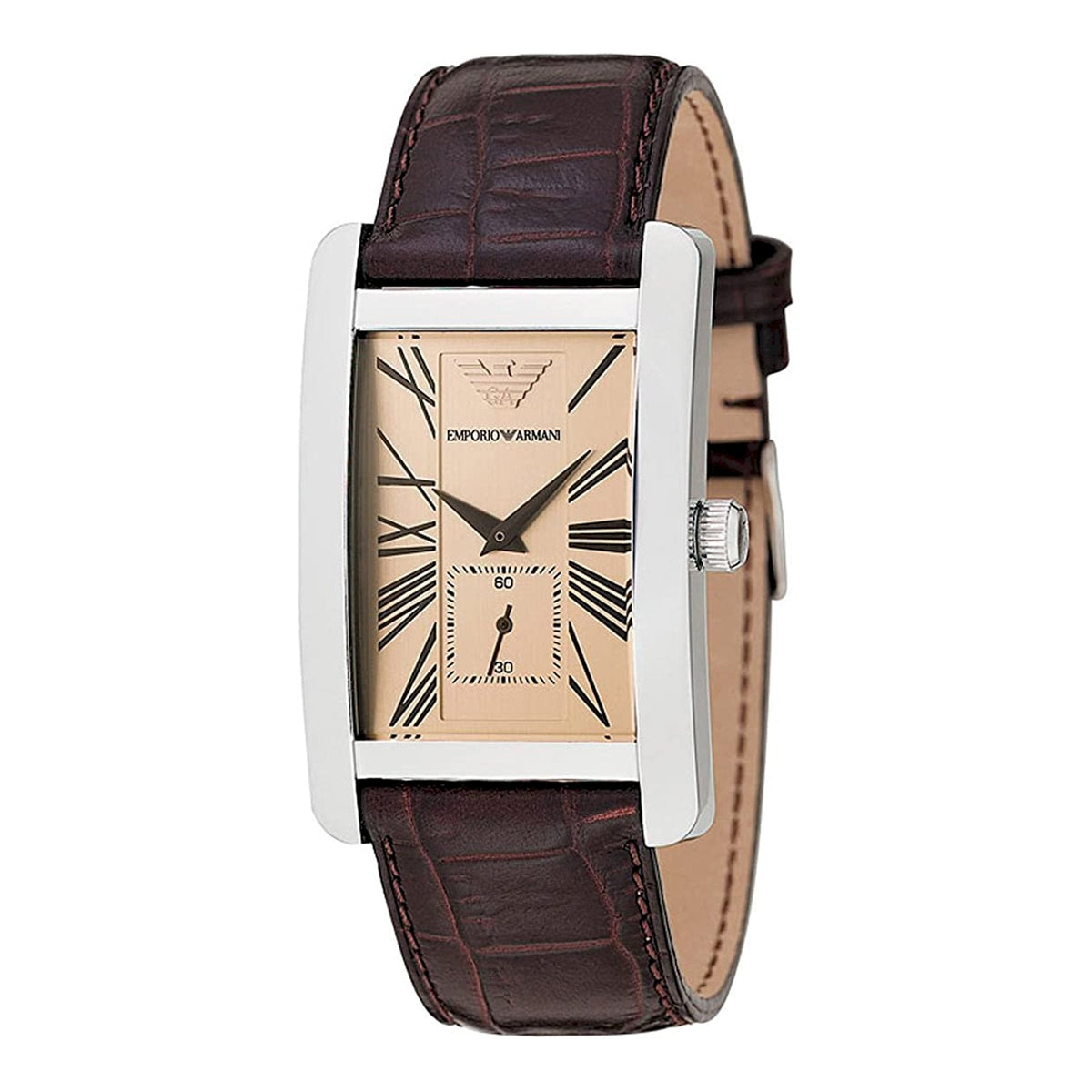 Shop Authentic Emporio Armani Classic Beige Dial Brown Leather Strap Watch For Men - AR0154 - Luxxuri