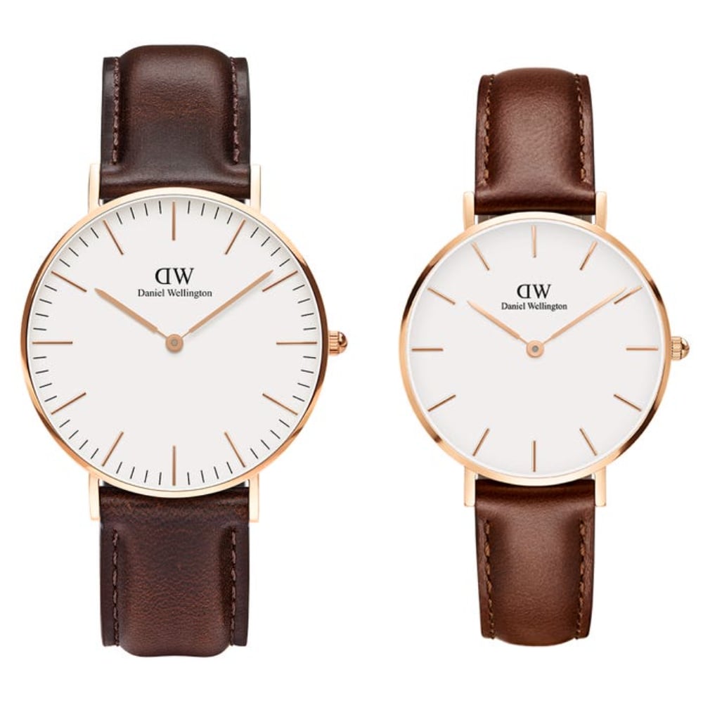 Shop Authentic Daniel Wellington Classic Bristol White Dial Brown Leather Strap Watch For Women - DW00100039 - Luxxuri