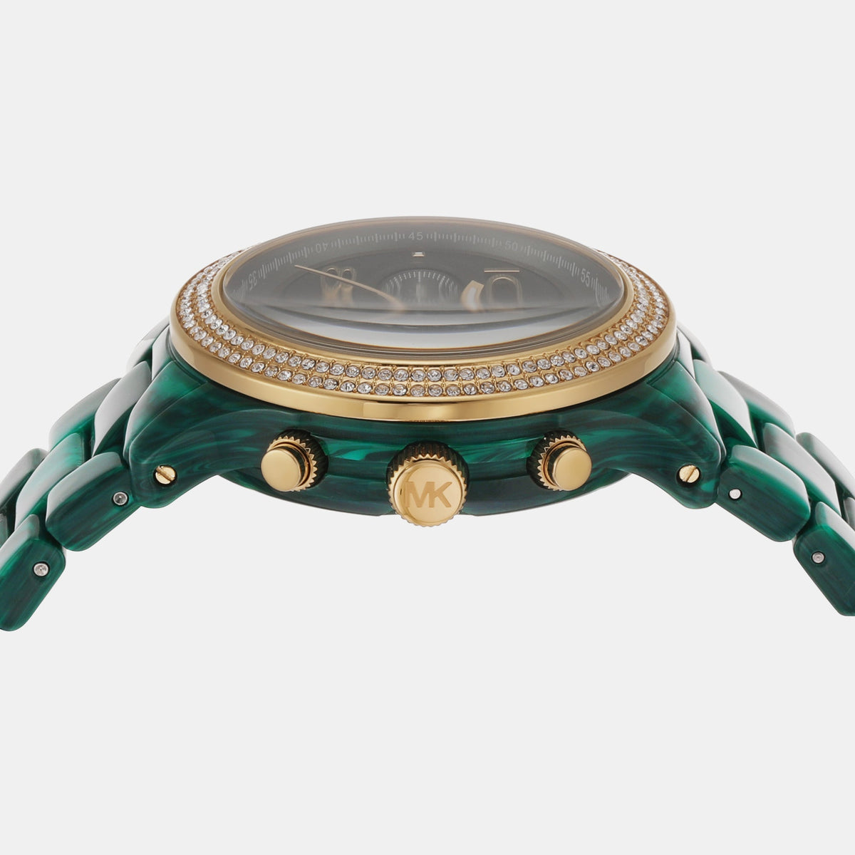 Michael Kors Runway Chronograph Green Dial Green Steel Strap Watch for Women - MK7422