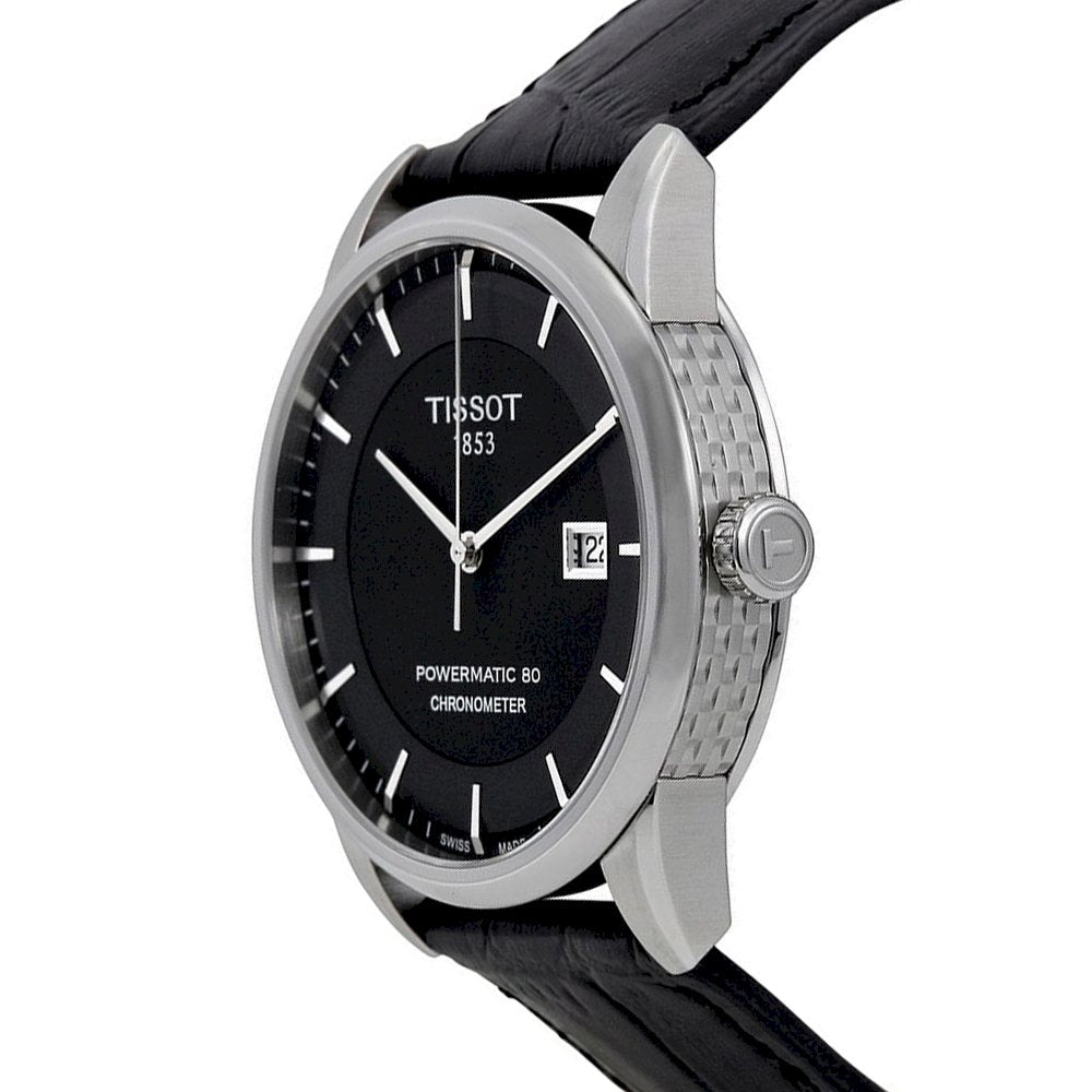 Shop Authentic Tissot T Classic Luxury Powermatic 80 Black Dial Black Leather Strap Watch For Men - T086.408.16.051.00 - Luxxuri