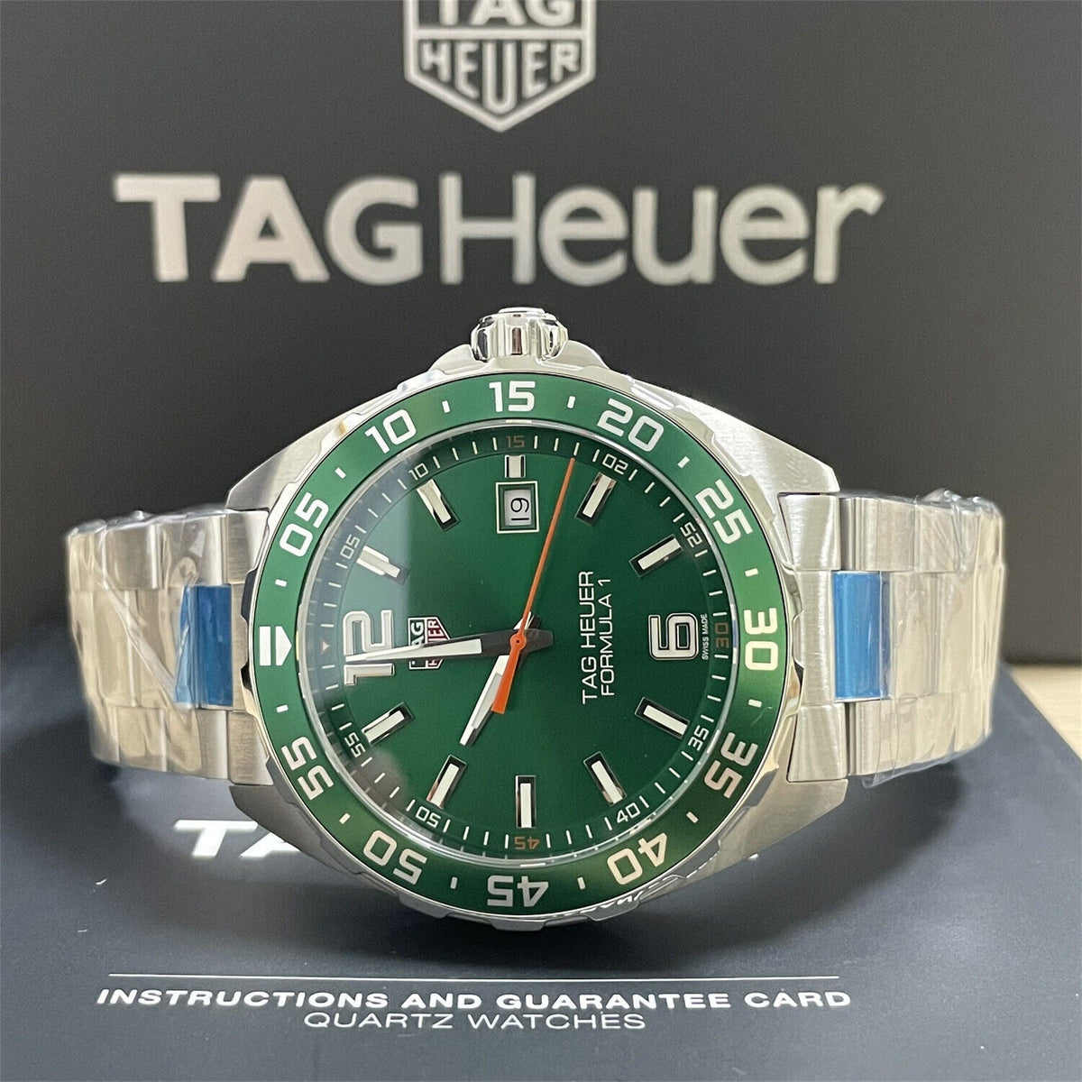 Shop Authentic Tag Heuer Formula 1 Quartz Green Dial Silver Steel Strap Watch for Men - WAZ1017.BA0842 - Luxxuri