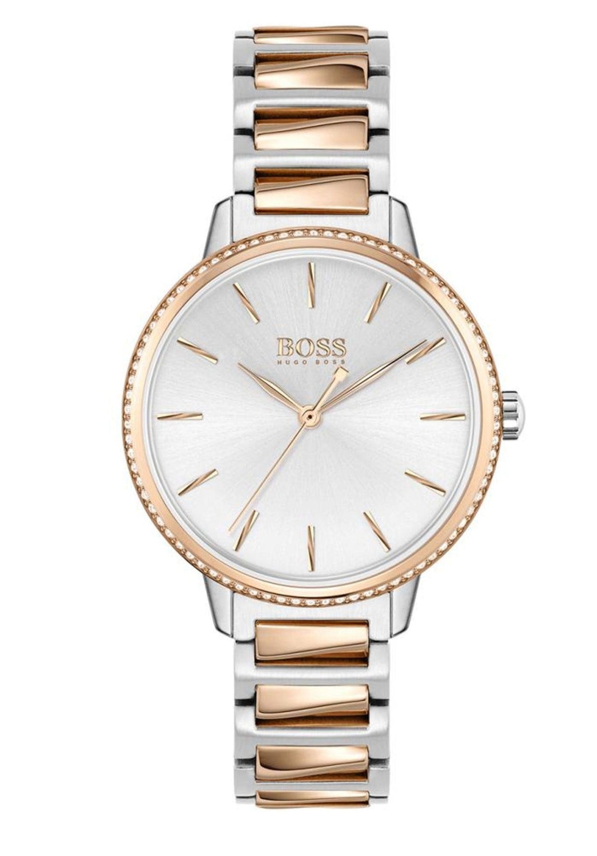 Shop Authentic Hugo Boss Signature Silver Dial Two Tone Steel Strap Watch for Women - 1502567 - Luxxuri