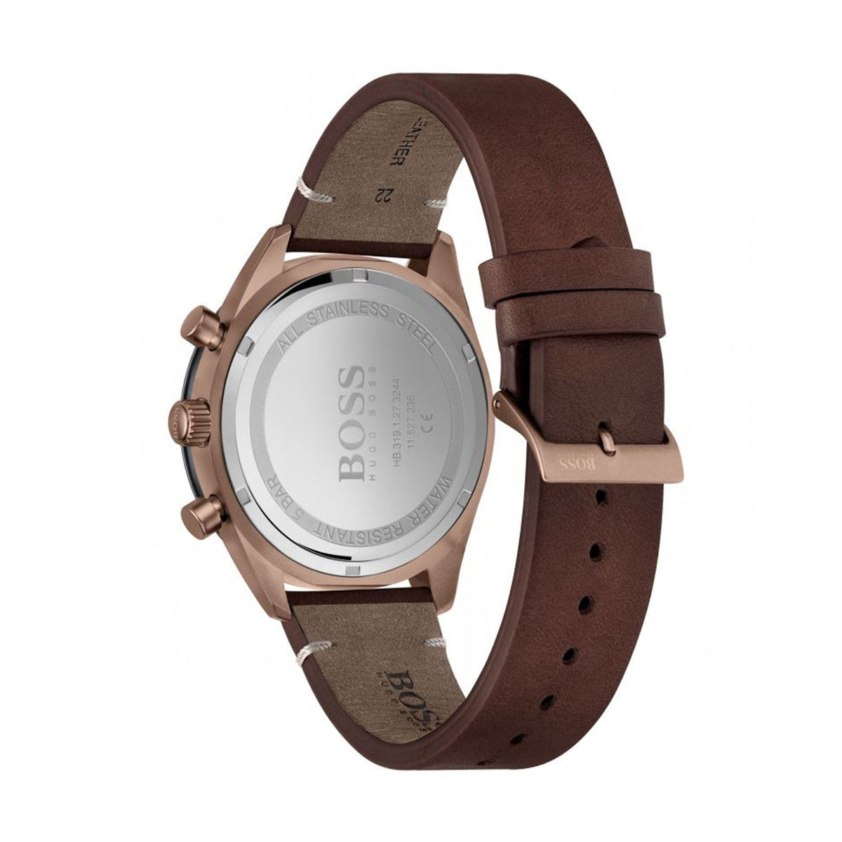 Shop Authentic Hugo Boss Santiago Grey Dial Brown Leather Strap Watch for Men - 1513861 - Luxxuri
