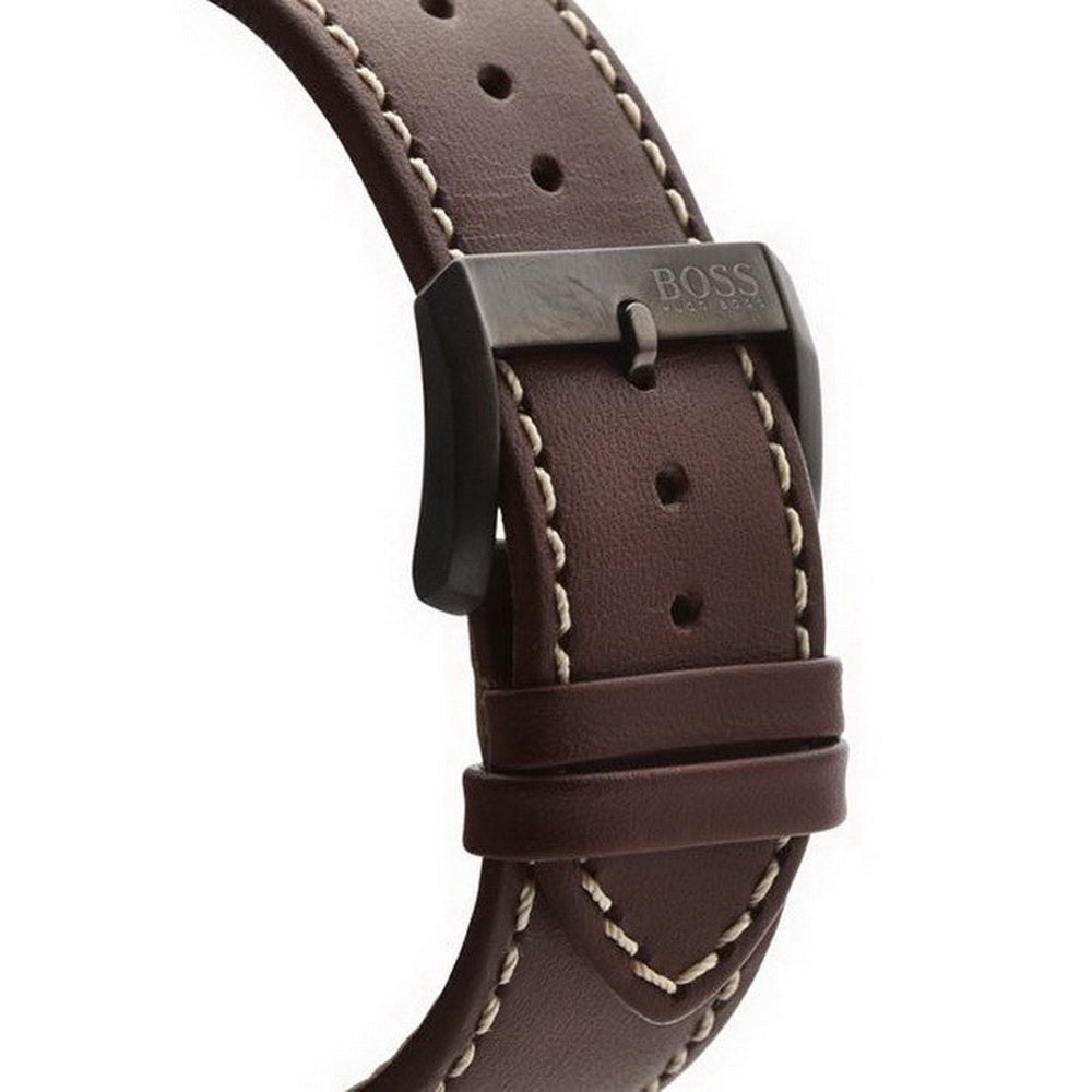 Shop Authentic Hugo Boss Aeroliner Maxx Black Dial Brown Leather Strap Watch For Men - 1513079 - Luxxuri