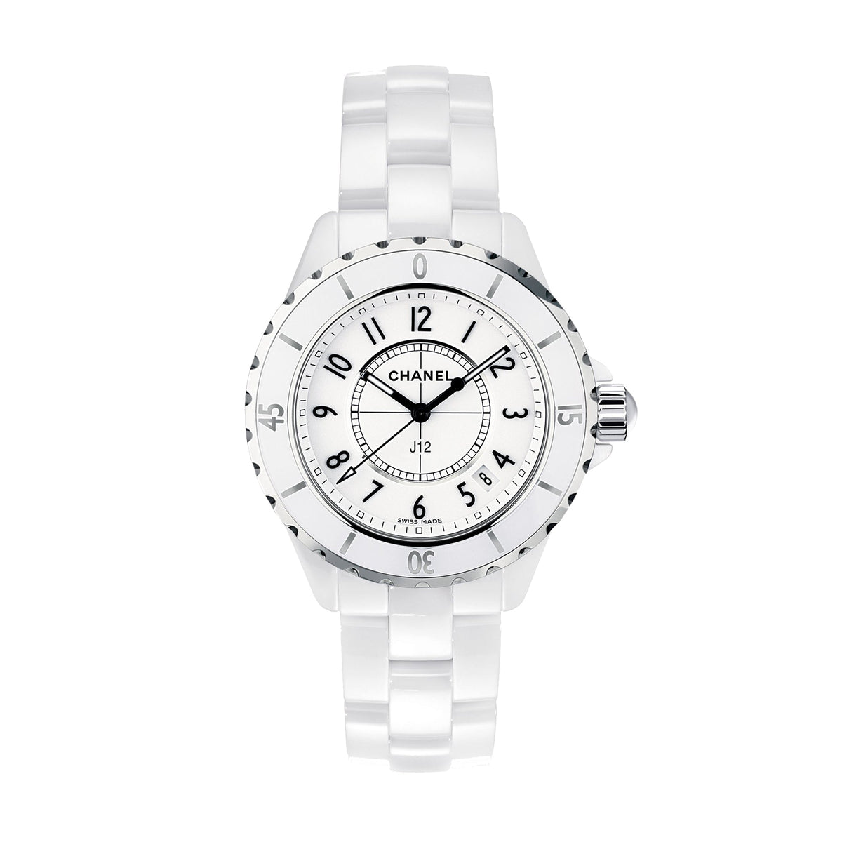 Shop Authentic Chanel J12 Quartz White Dial White Steel Strap Watch for Women - J12 H5698 - Luxxuri