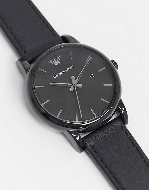 Shop Authentic Emporio Armani Classic Black Dial Black Leather Strap Watch For Men - AR1732 - Luxxuri