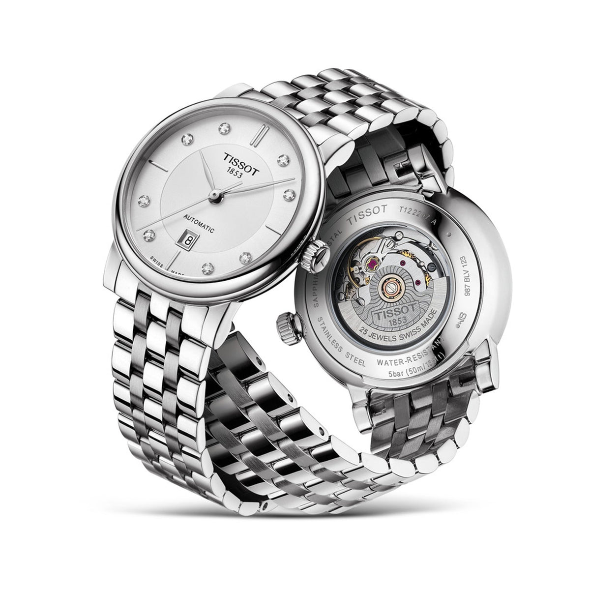 Shop Authentic Tissot T Classic Carson Premium White Diamonds Dial Silver Steel Strap Watch for Women - T1222071103600 - Luxxuri