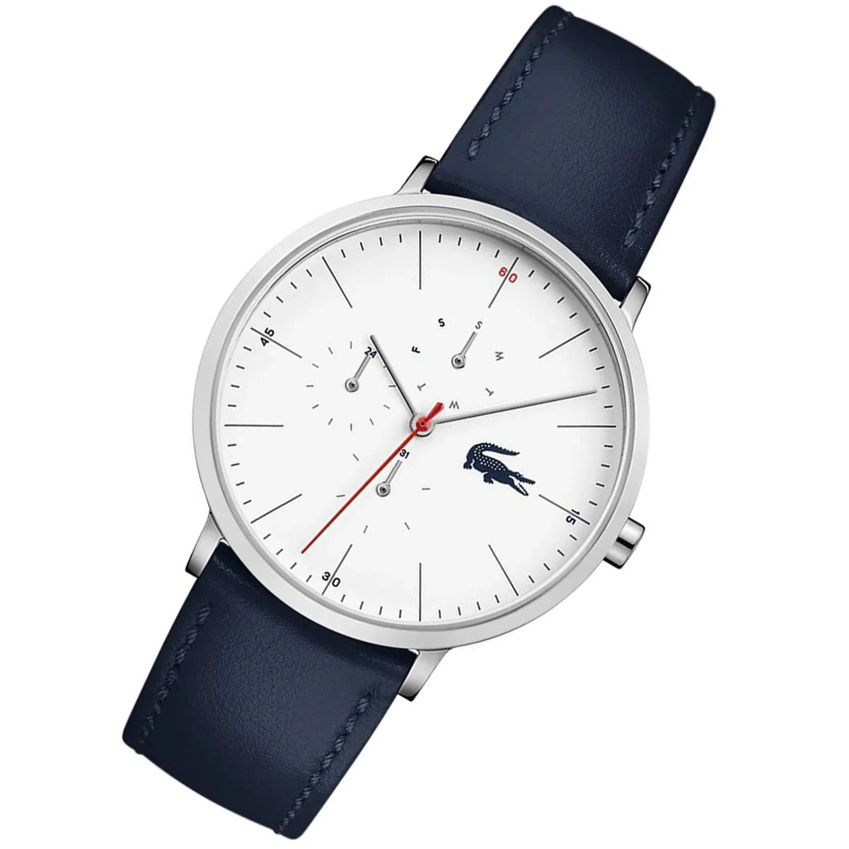 Lacoste Moon Multifunction White Dial Blue Leather Strap Watch for Men - 2010975