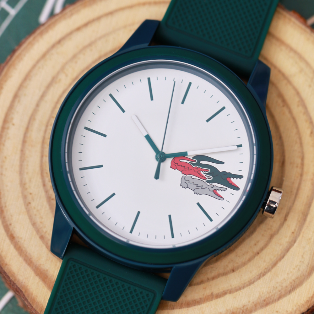 Lacoste 12.12 White Dial Green Silicon Strap Watch for Men - 2011135