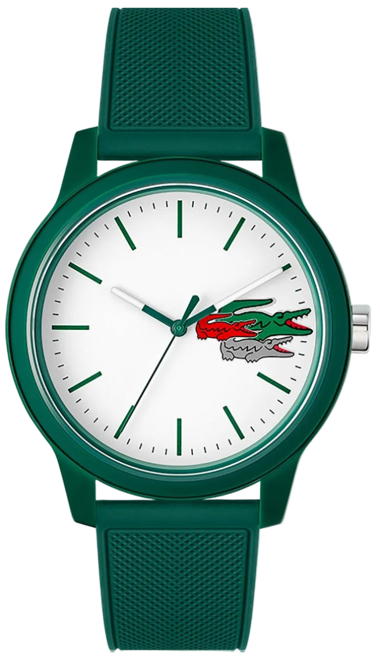 Lacoste 12.12 White Dial Green Silicon Strap Watch for Men - 2011135