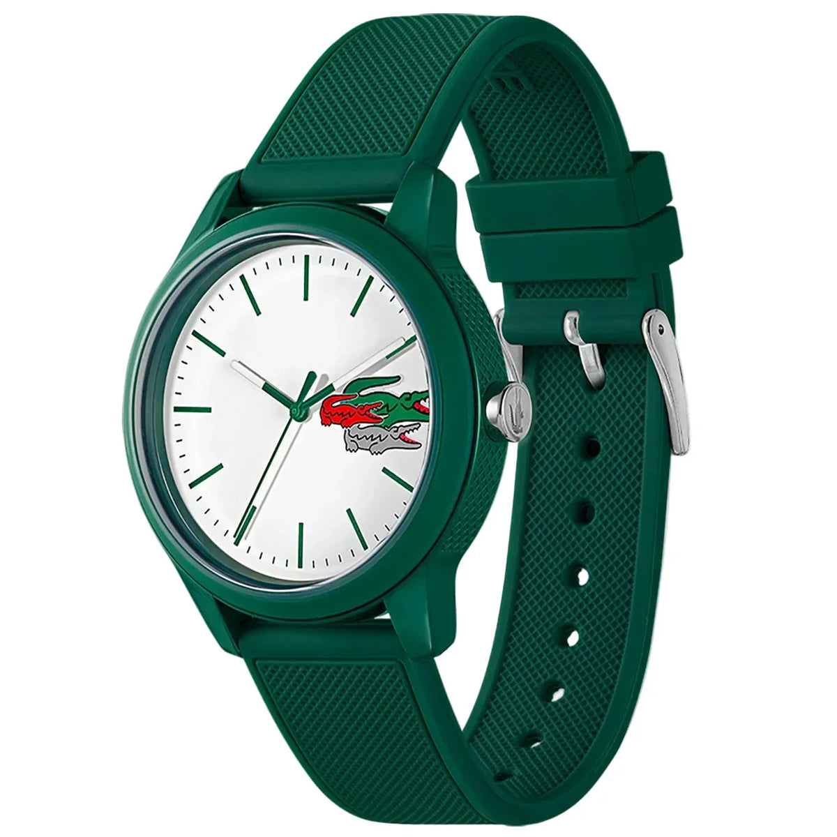 Lacoste 12.12 White Dial Green Silicon Strap Watch for Men - 2011135