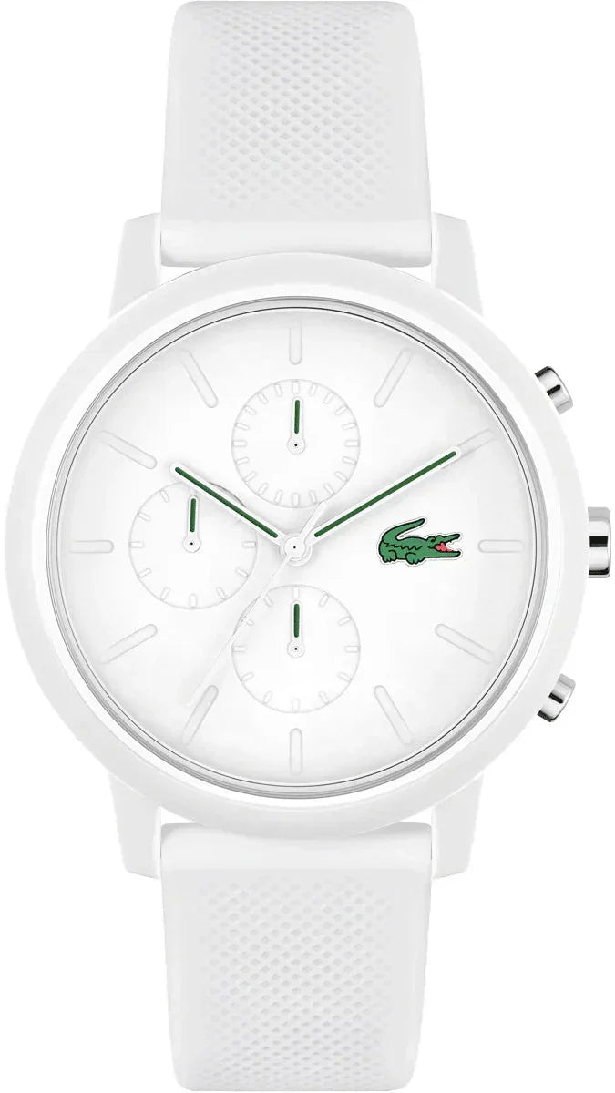 Lacoste 12.12 Chronograph White Dial White Silicon Strap Watch for Men - 2011246