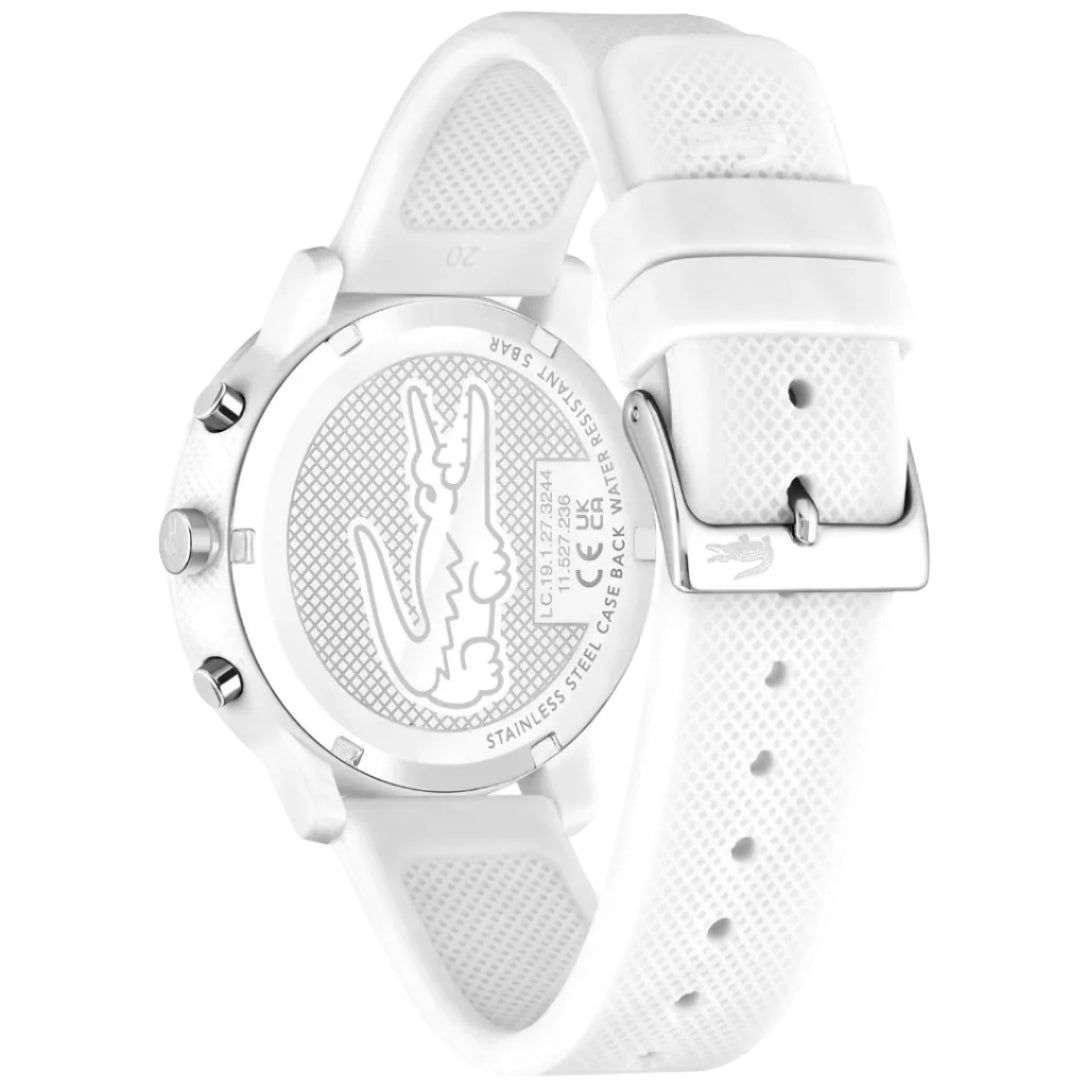 Lacoste 12.12 Chronograph White Dial White Silicon Strap Watch for Men - 2011246