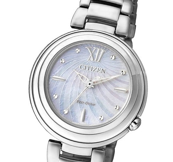 Shop Authentic Citizen Eco Drive Silver Stainless Steel Strap Watch For Women - EM0331-52 - Luxxuri