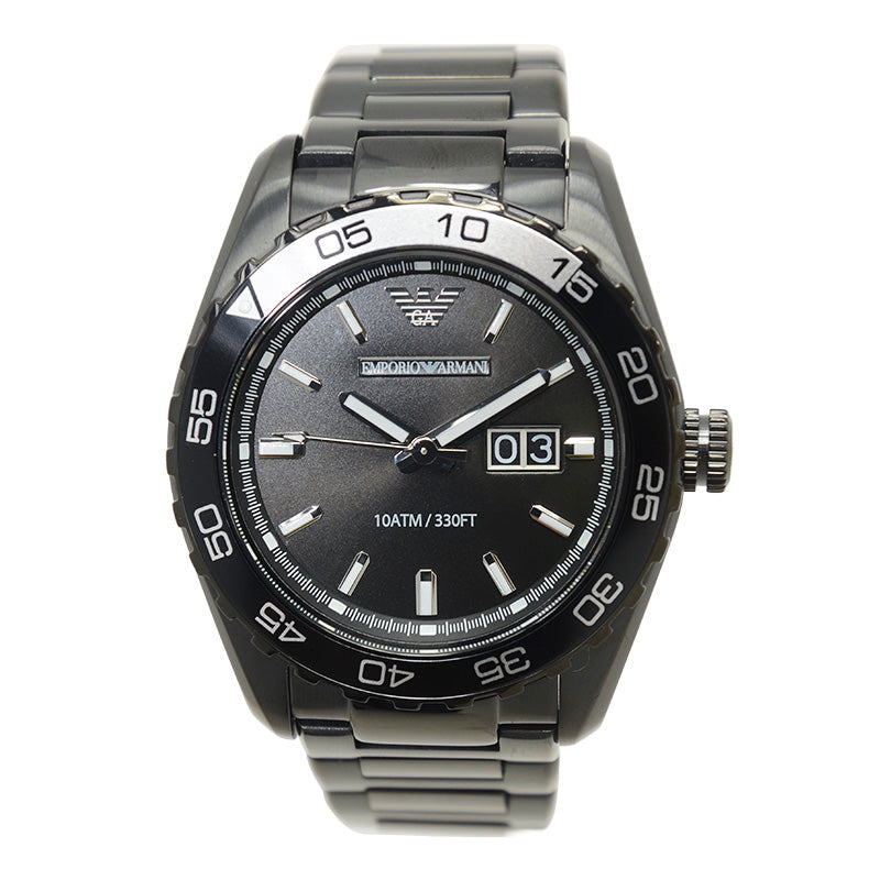 Shop Authentic Emporio Armani Sportivo Quartz Black Dial Black Steel Strap Watch For Men - AR6049 - Luxxuri