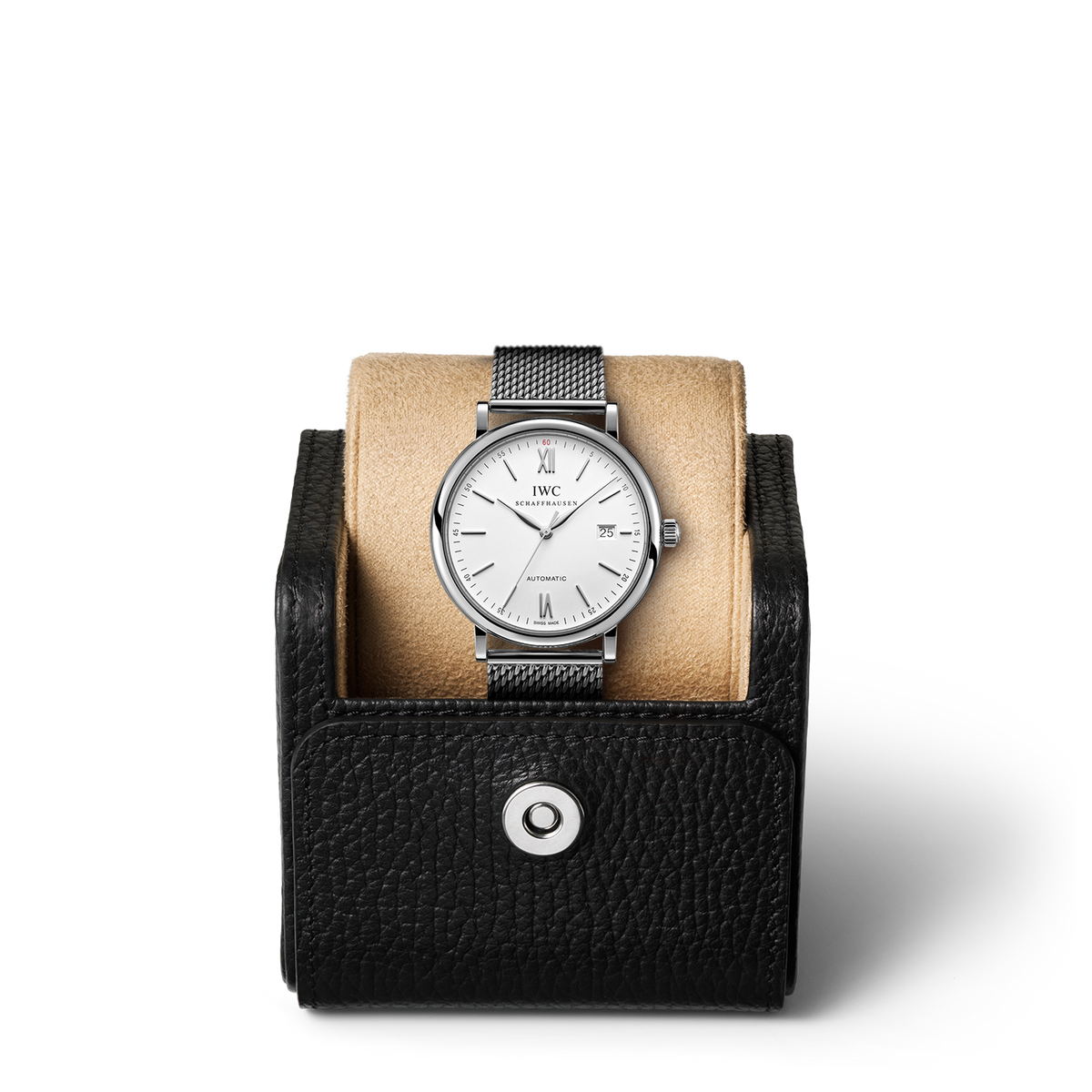 Shop Authentic IWC Portofino Automatic White Dial Silver Mesh Bracelet Watch for Men - IW356505 - Luxxuri