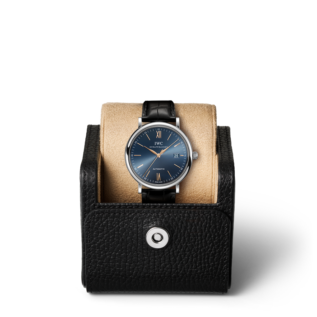 Shop Authentic IWC Portofino Automatic Blue Dial Black Leather Strap Watch for Men - IW356523 - Luxxuri