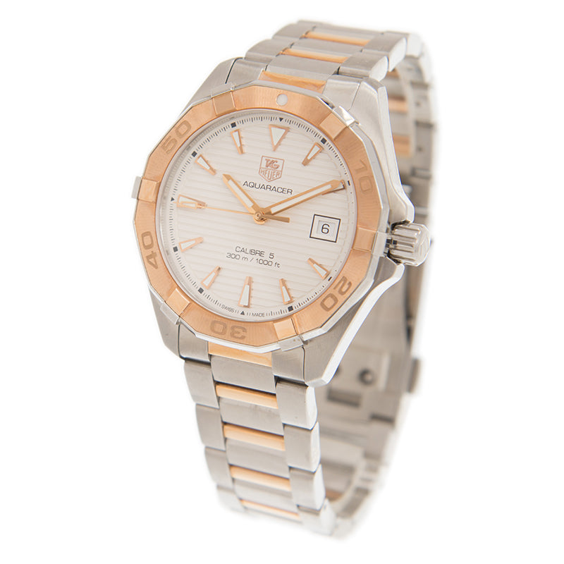 Shop Authentic Tag Heuer Aquaracer Calibre 5 Automatic White Dial Two Tone Steel Strap Watch for Men - WAY2150.BD0911 - Luxxuri