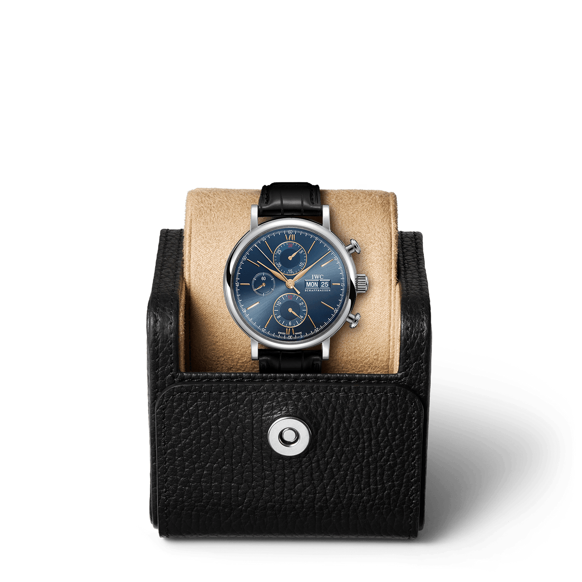 Shop Authentic IWC Portofino Chronograph Blue Dial Black Leather Strap Watch for Men - IW391036 - Luxxuri