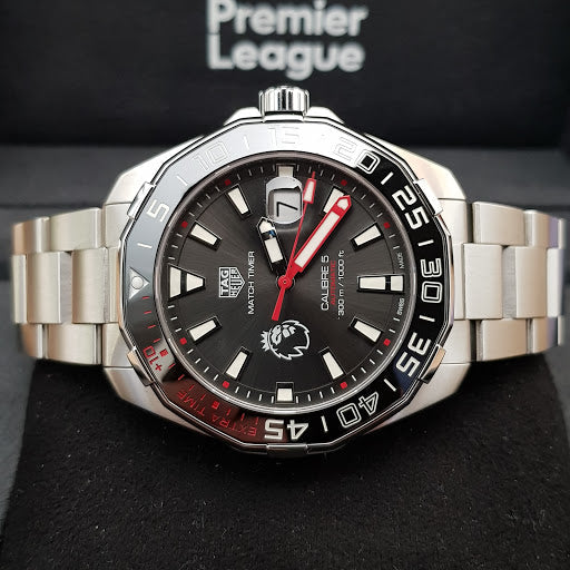 Shop Authentic Tag Heuer Aquaracer Calibre 5 Premiere League Edition Black Dial Silver Stainless Steel Watch for Men - WAY201D.BA0927 - Luxxuri