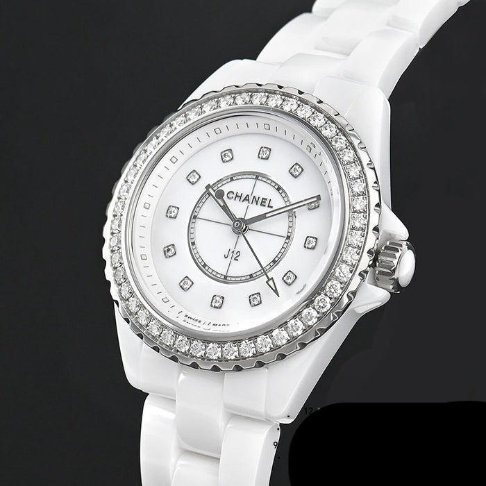 Shop Authentic Chanel J12 Quartz Diamonds White Dial White Steel Strap Watch for Women - J12 H6418 - Luxxuri