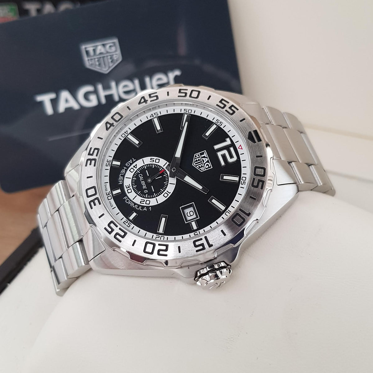 Shop Authentic Tag Heuer Formula 1 Automatic Black Dial Silver Steel Strap Watch for Men - WAZ2012.BA0842 - Luxxuri