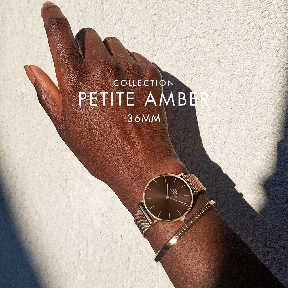 Shop Authentic Daniel Wellington Petite Amber Brown Dial Rose Gold Mesh Strap Watch for Women - DW00100478 - Luxxuri