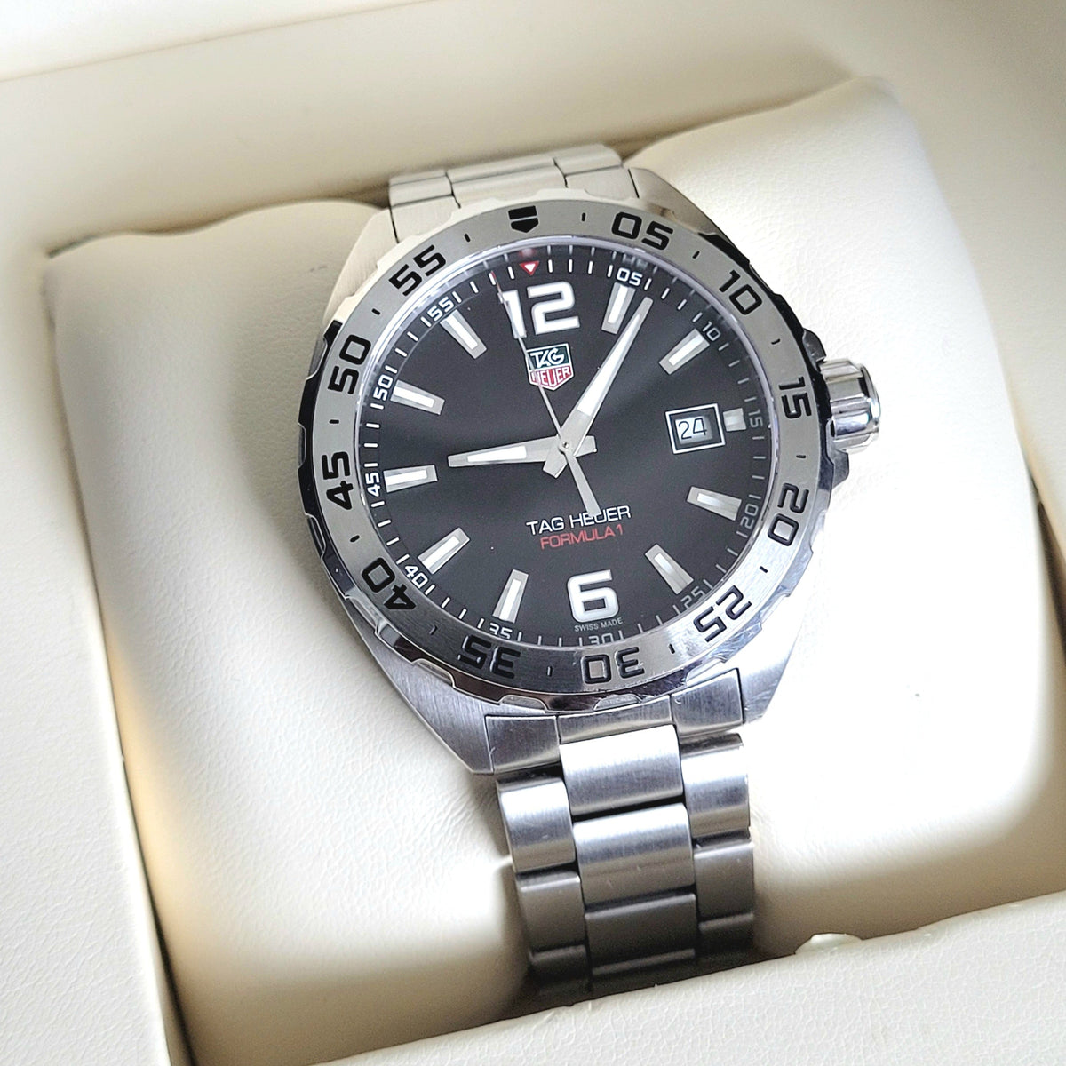 Shop Authentic Tag Heuer Formula 1 Stainless Steel 41mm Black Dial Silver Steel Strap Watch for Men - WAZ1112.BA0875 - Luxxuri