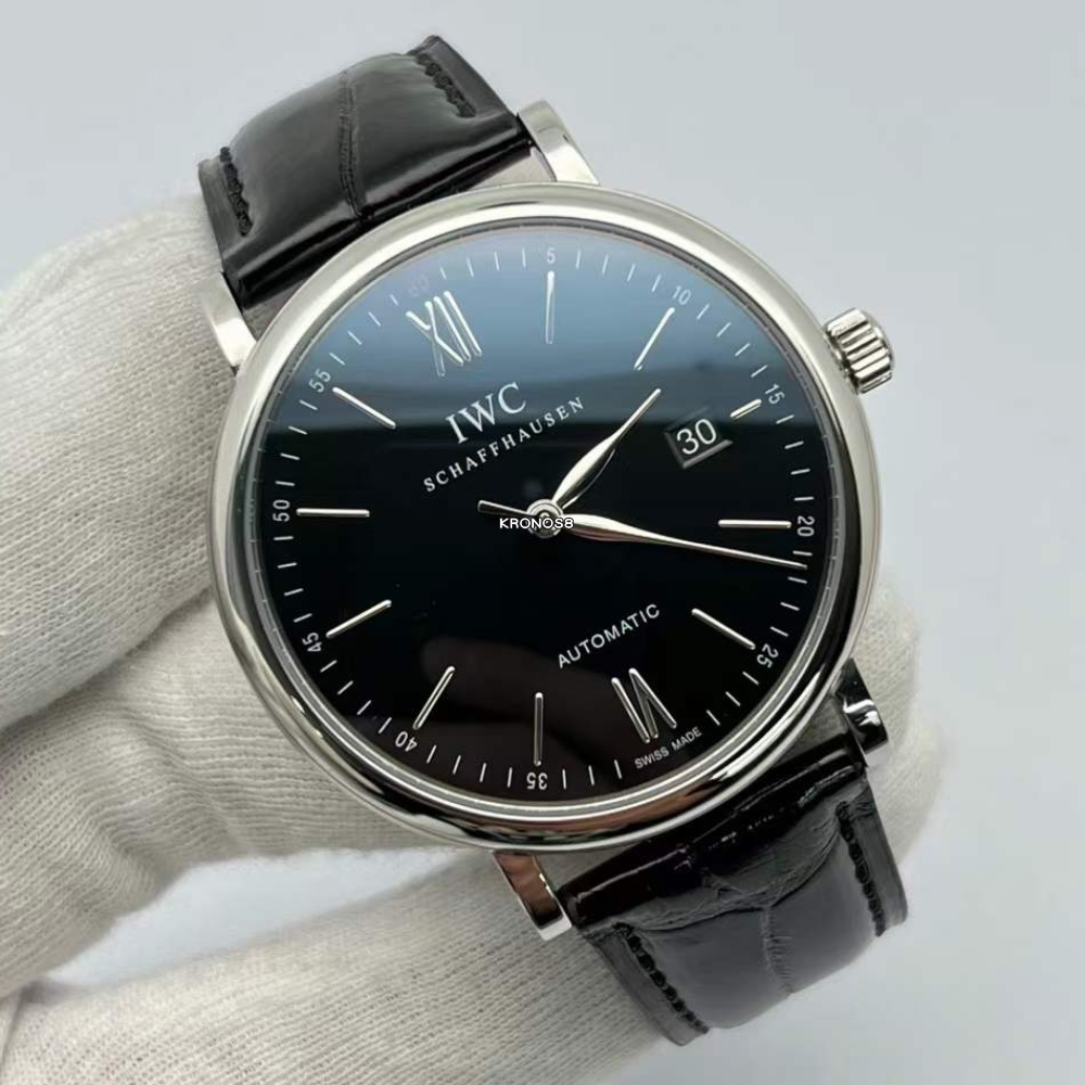 Shop Authentic IWC Portofino Automatic Black Dial Black Leather Strap Watch for Men - IW356502 - Luxxuri