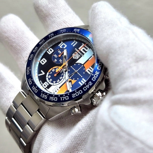 Shop Authentic Tag Heuer Formula 1 Gulf Edition Chronograph Blue Dial Silver Steel Strap Watch for Men - CAZ101AT.BA0842 - Luxxuri