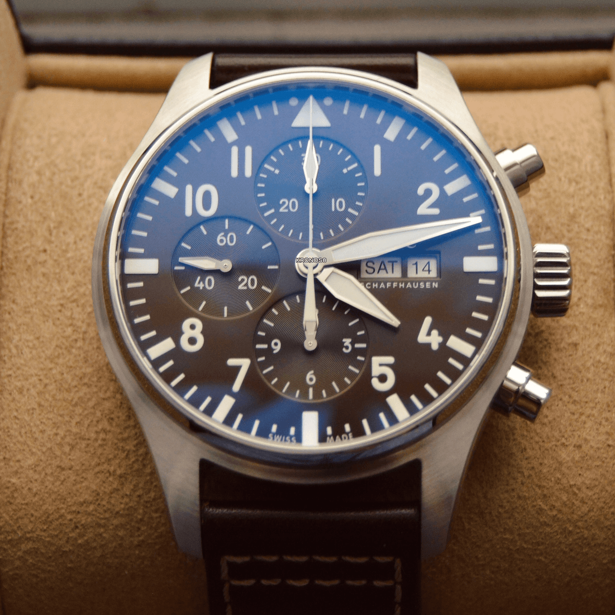 Shop Authentic IWC Pilot's Watch Chronograph Edition Brown Dial Brown Leather Strap Watch for Men - IW377713 - Luxxuri