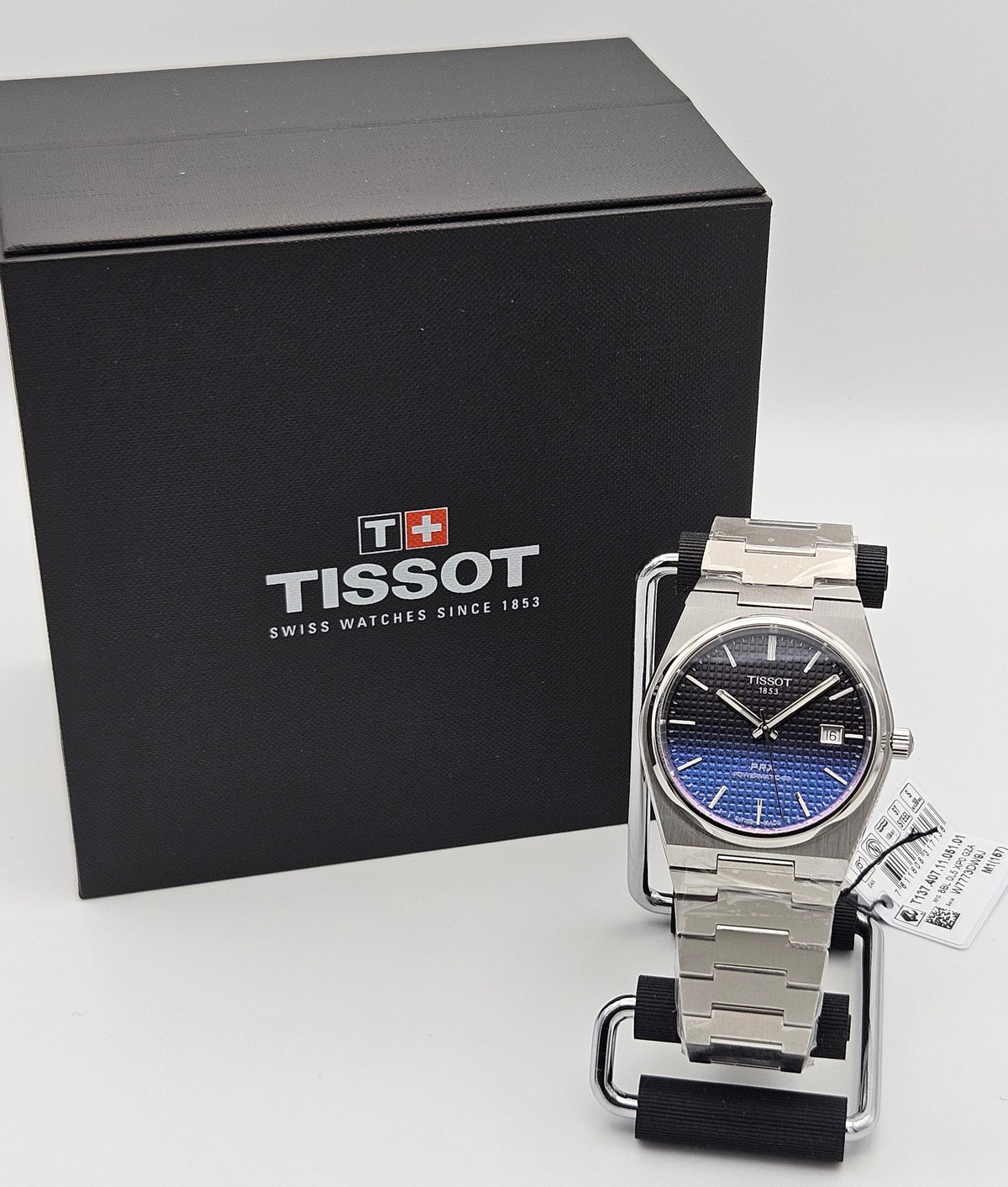 Shop Authentic Tissot Powermatic 80 Automatic Gradient Blue Dial Silver Steel Strap Watch for Men - T137.407.11.051.01 - Luxxuri