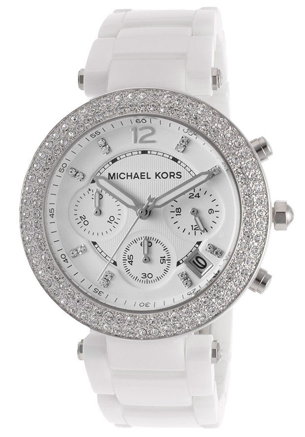 Shop Authentic Michael Kors Parker White Dial White Ceramic Strap Watch for Women - MK5654 - Luxxuri