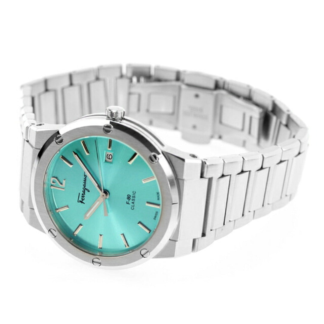 Shop Authentic Salvatore Ferragamo F-80 Classic Tiffany Blue Dial Silver Steel Strap Watch for Men - SFDT02323 - Luxxuri