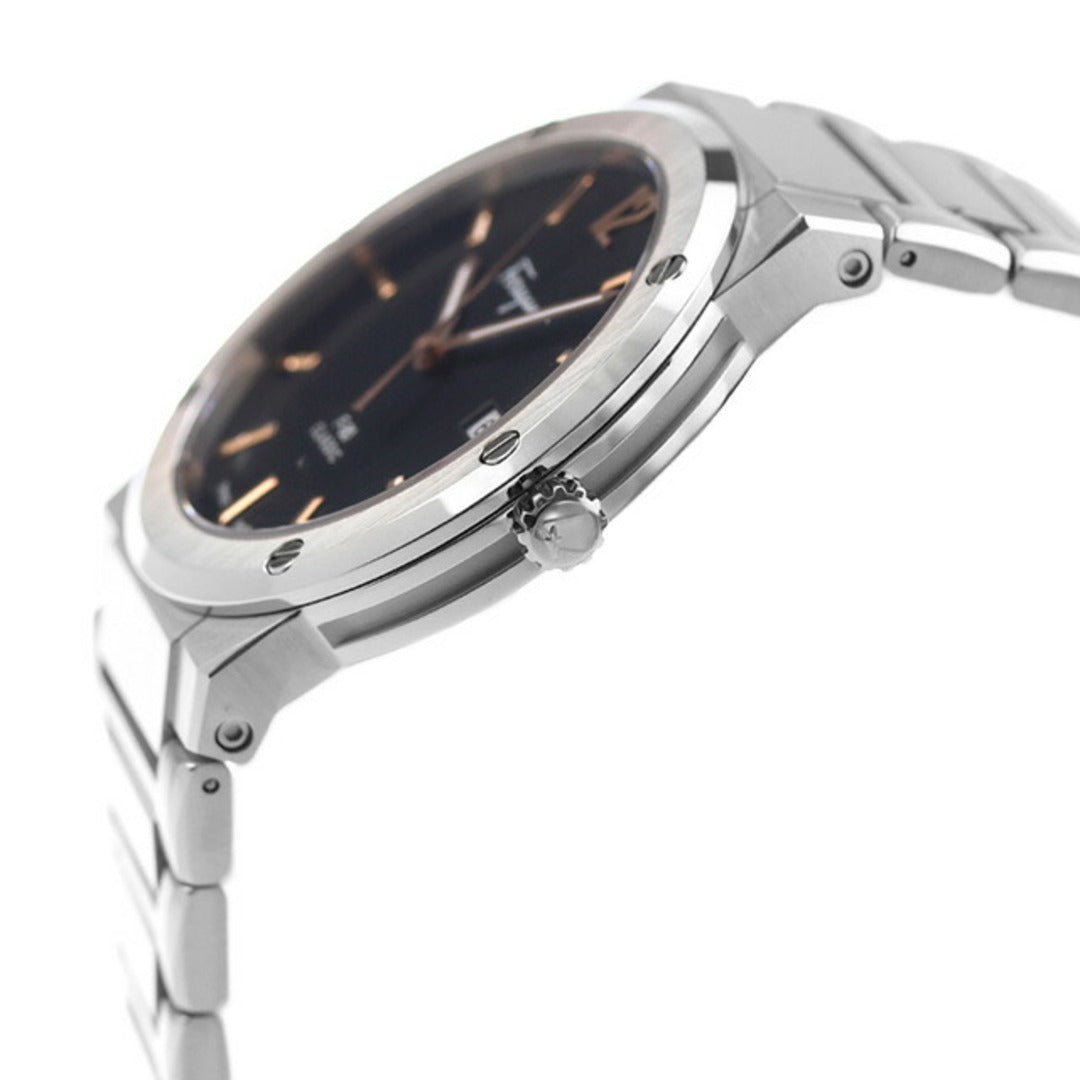 Shop Authentic Salvatore Ferragamo F-80 Classic Black Dial Silver Steel Strap Watch for Men - SFDT02423 - Luxxuri