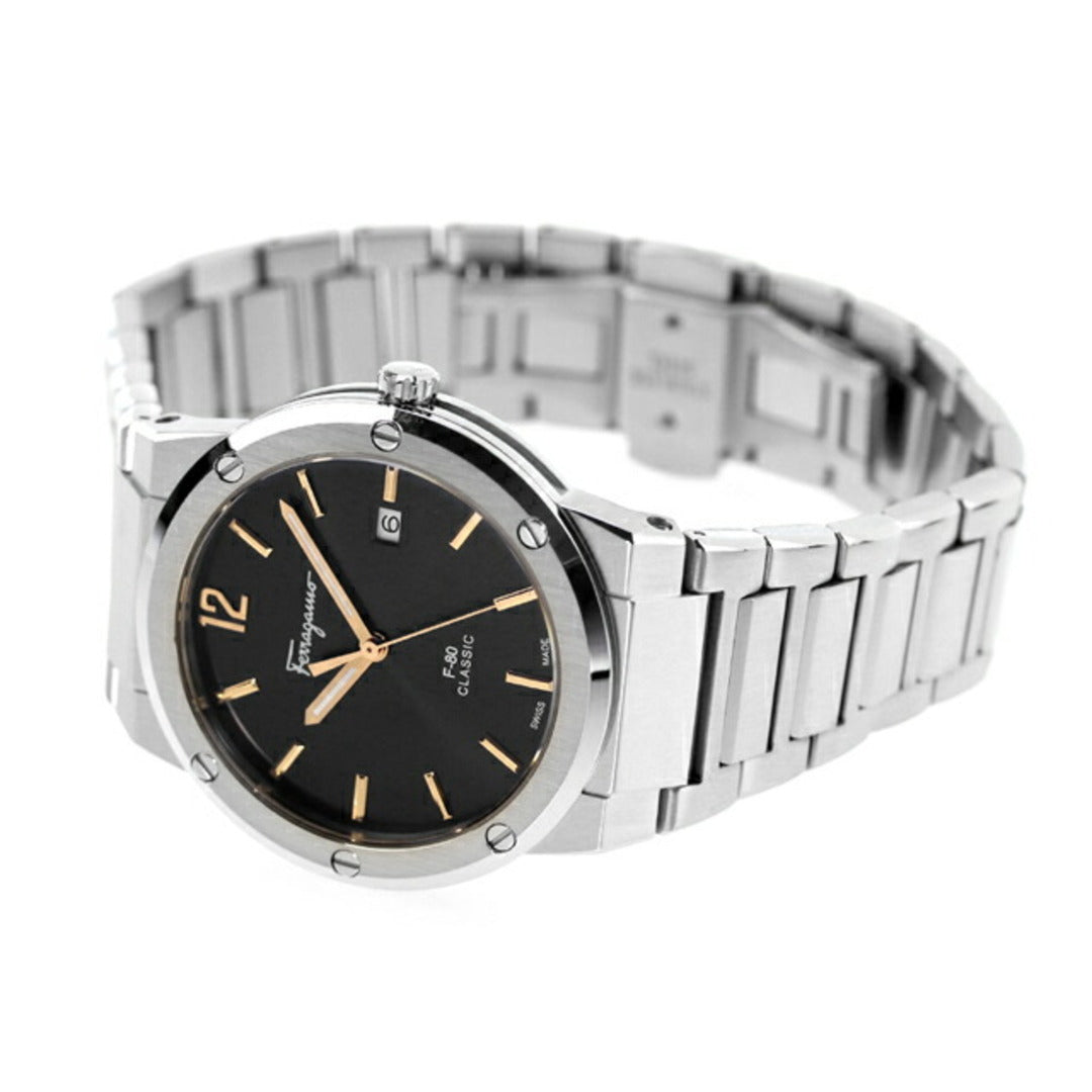 Shop Authentic Salvatore Ferragamo F-80 Classic Black Dial Silver Steel Strap Watch for Men - SFDT02423 - Luxxuri