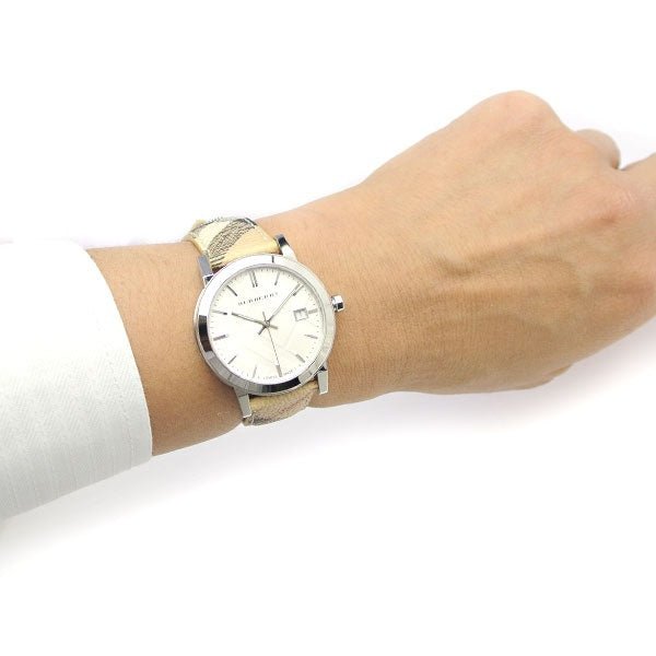 Shop Authentic Burberry The City Silver Dial Brown Leather Strap Watch for Women - BU9025 - Luxxuri