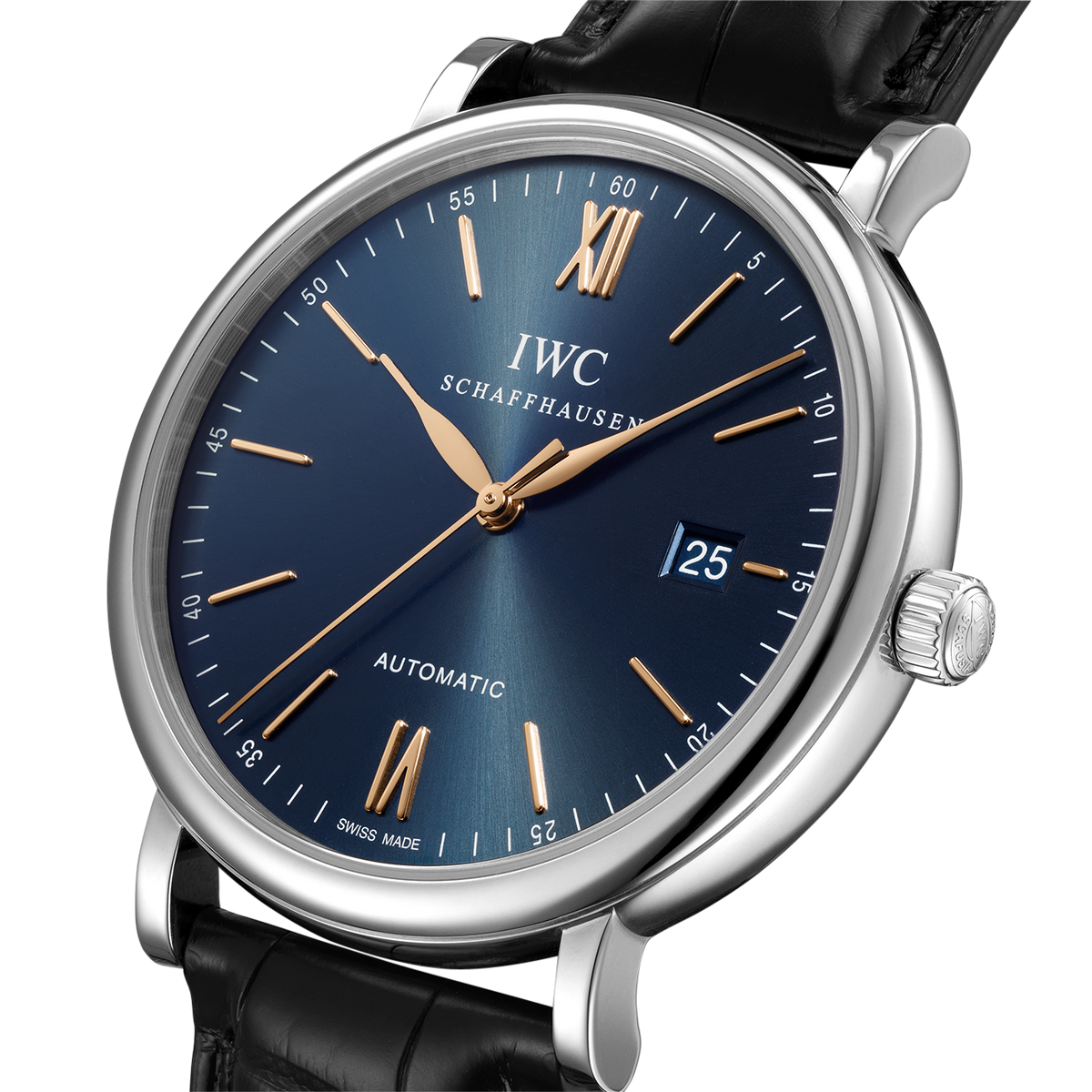 Shop Authentic IWC Portofino Automatic Blue Dial Black Leather Strap Watch for Men - IW356523 - Luxxuri