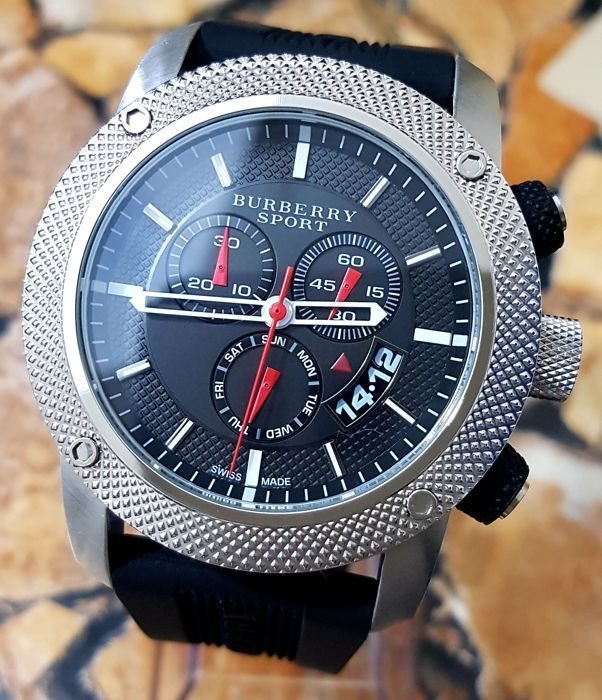 Shop Authentic Burberry Endurance Sport Chronograph Black Dial Black Rubber Strap Watch for Men - BU7700 - Luxxuri
