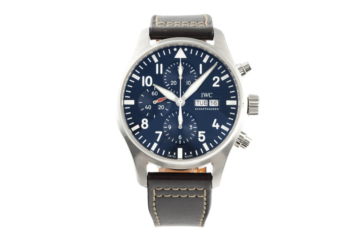 Shop Authentic IWC Pilot’s Watch Chronograph Edition “Le Petit Prince” Blue Dial Brown Leather Strap Watch for Men - IW377714 - Luxxuri