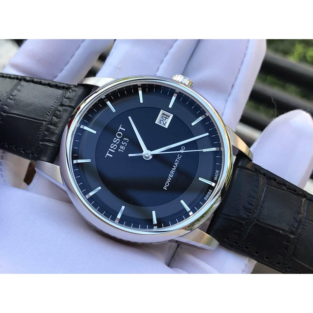 Shop Authentic Tissot T Classic Luxury Powermatic 80 Black Dial Black Leather Strap Watch For Men - T086.408.16.051.00 - Luxxuri