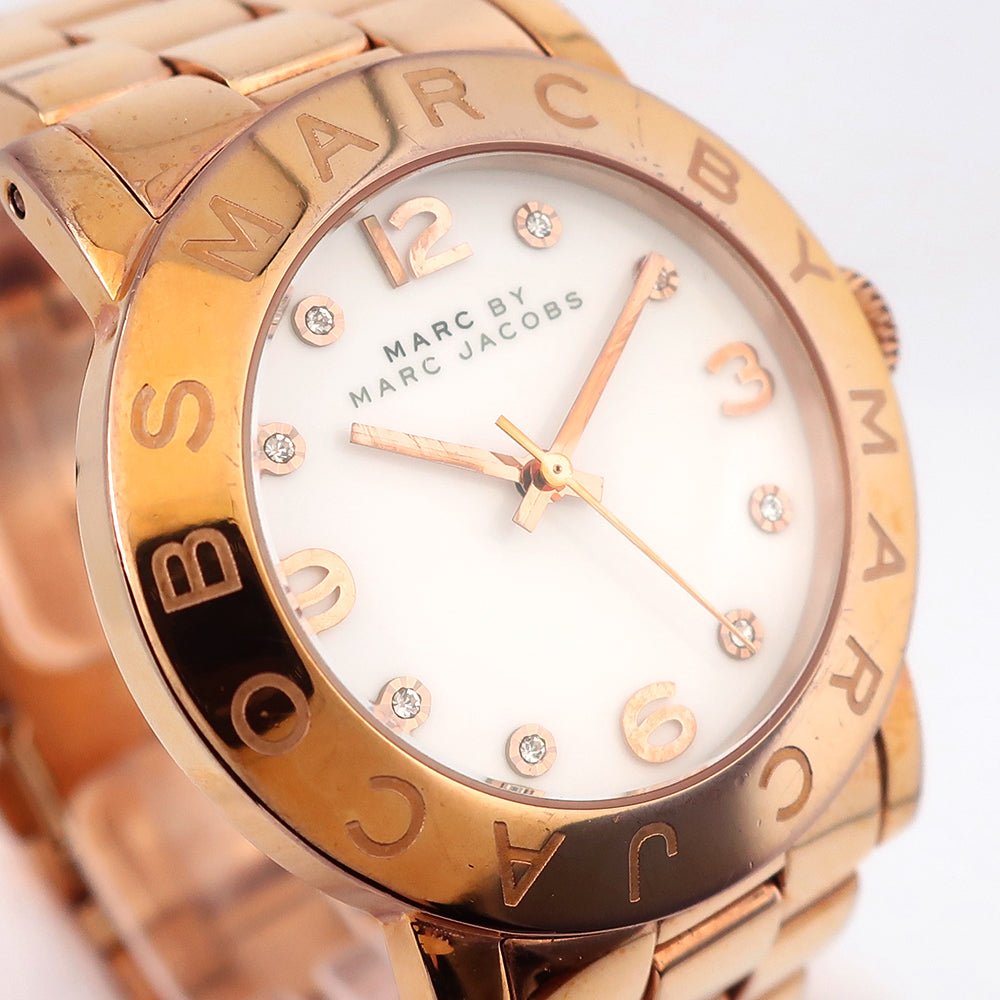 Shop Authentic Marc Jacobs Amy White Dial Rose Gold Steel Strap Watch for Women - MBM3077 - Luxxuri