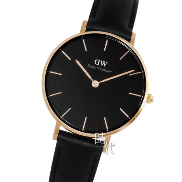 Shop Authentic Daniel Wellington Petite Sheffield Black Dial Black Leather Strap Watch For Women - DW00100168 - Luxxuri