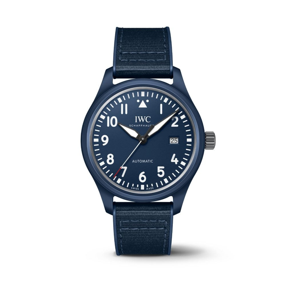 Shop Authentic IWC Pilot’s Watch Automatic "Laureus Sport for Good" Edition Blue Dial Blue Nylon Strap Watch for Men - IW328101 - Luxxuri