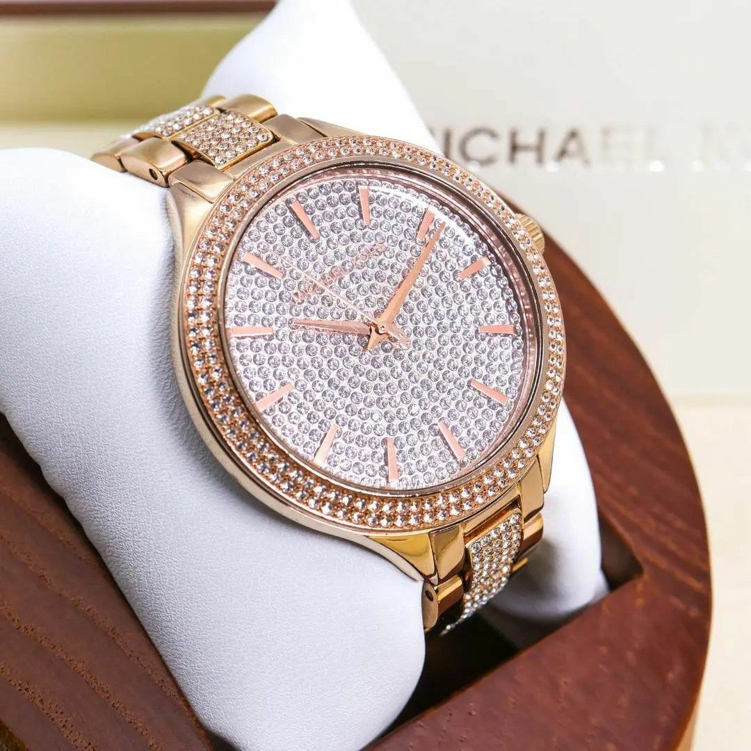 Shop Authentic Michael Kors Crystals Pavé Rose Gold Dial Rose Gold Steel Strap Watch for Women - MK3799 - Luxxuri