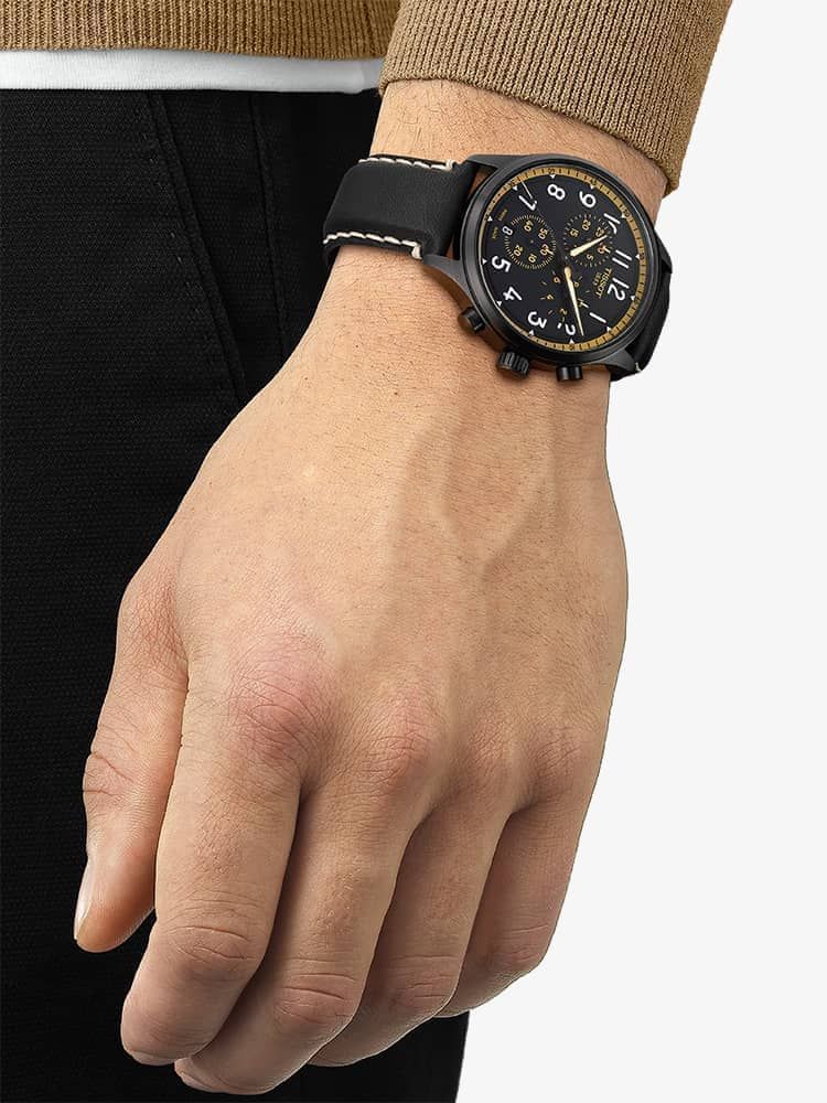 Shop Authentic Tissot Chrono XL Vintage Chronograph Black Dial Black Leather Strap Watch For Men - T116.617.36.052.02 - Luxxuri