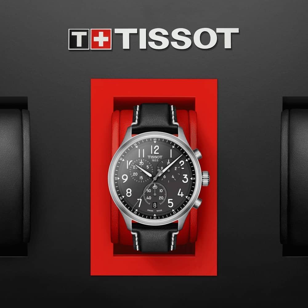 Shop Authentic Tissot Chrono XL Vintage Quartz Black Dial Black Leather Strap Watch For Men - T116.617.16.062.00 - Luxxuri