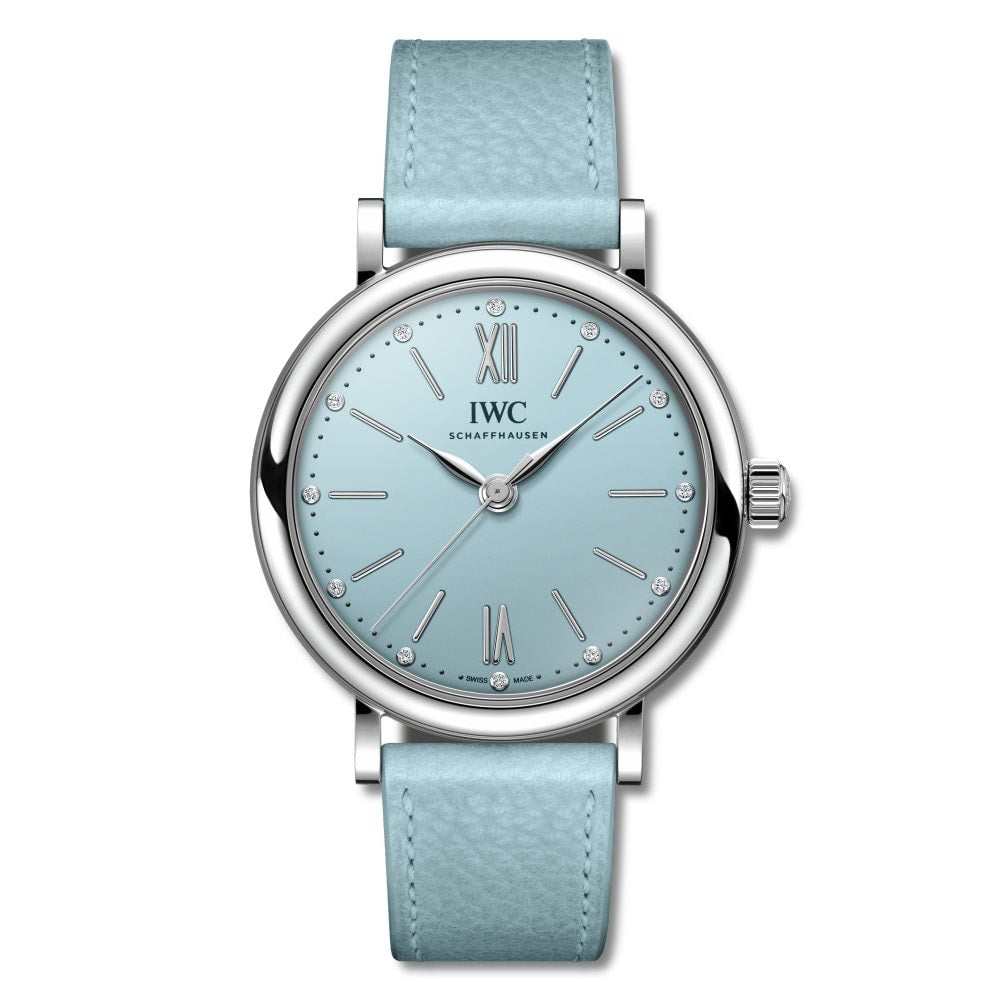 Shop Authentic IWC Portofino Automatic Blue Dial Blue Leather Strap Watch for Women - IW357416 - Luxxuri