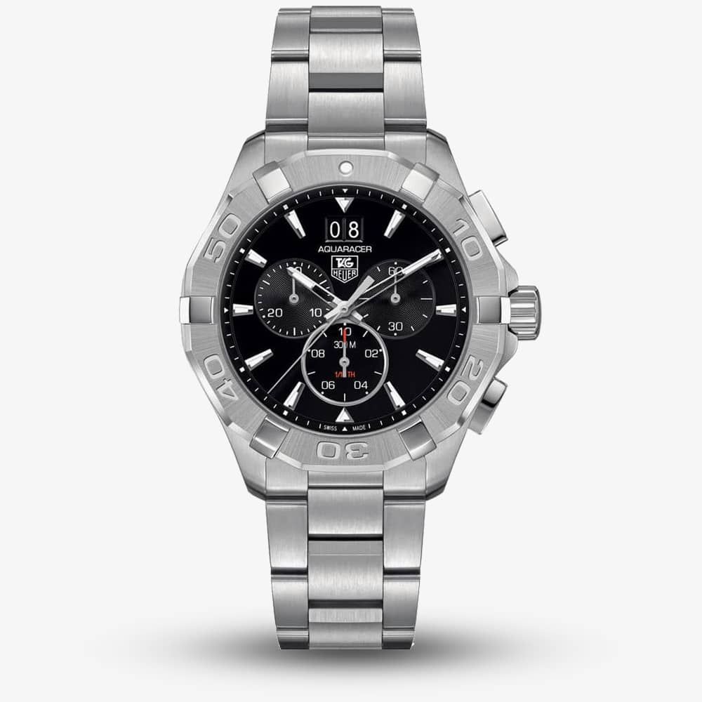 Shop Authentic Tag Heuer Aquaracer Chronograph Black Dial Silver Steel Strap Watch for Men - CAY1110.BA0927 - Luxxuri